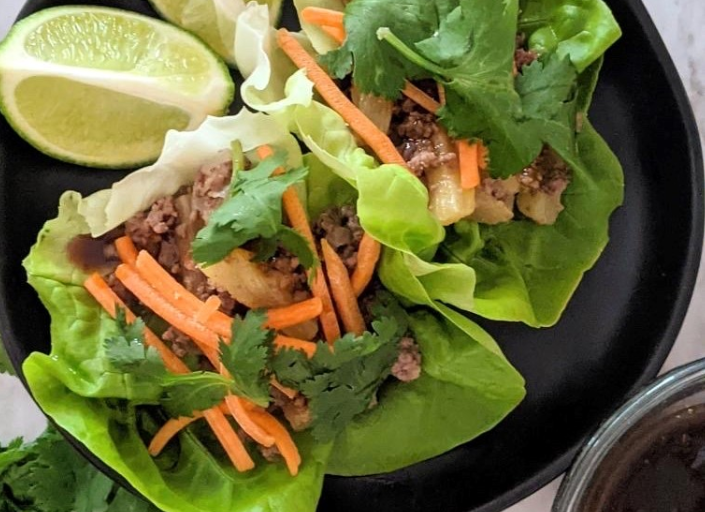 Low-Carb Pineapple Beef Lettuce Wraps